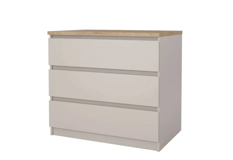 Home affaire Kommode Naia - 3 Schubladen mit griffloser Front, Made in Denmark (Breite: 77 cm, mehrere Farben), Viel Stauraum, zeitloses & skandinavisches Design, Metallgleiter, Braun, – Produktbild 4 von 8