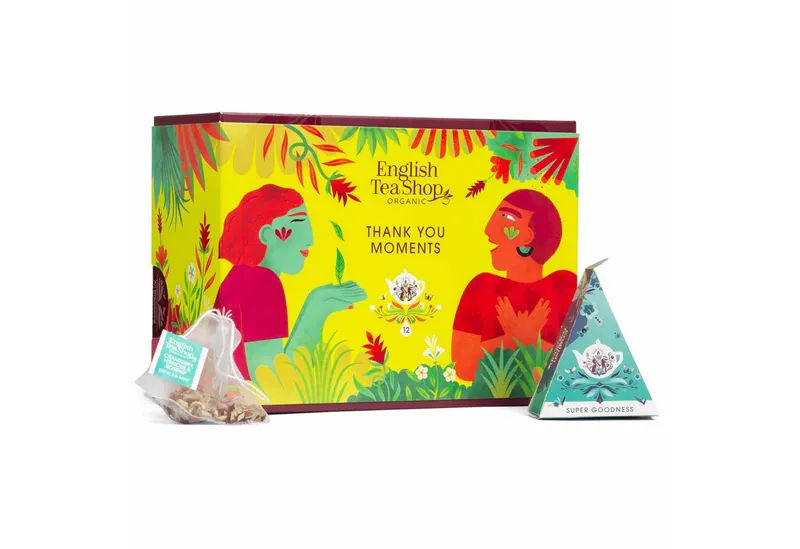 English Tea Shop English Tea Shop Tee Geschenkbox "Thank You" BIO Tee Kollektion, 12 Pyramiden Beutel, 3 herausragende BIO-Teemischungen. – Produktbild 2 von 5