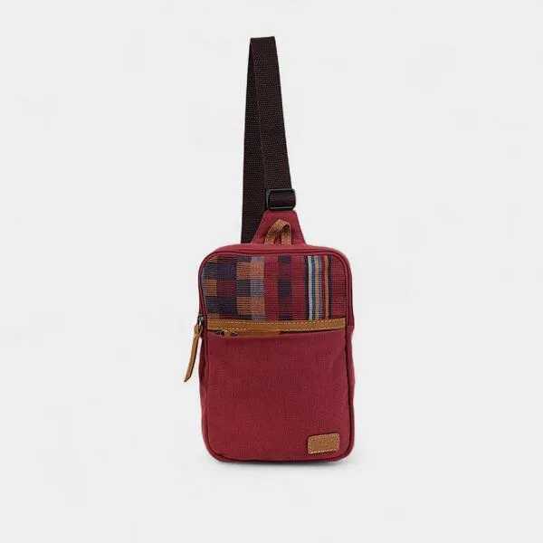 Dragolina Dragolina Crossbody Tablettasche Faun W. mit Webstoff der Pwo Karen, Terracotta karo (rot), – Produktbild 1 von 4