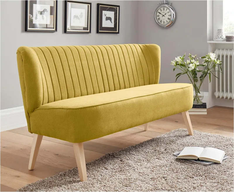 Home affaire 2-Sitzer Campi Küchensofa, Breite 140cm, Komfortsitzhöhe 46cm, bequemes Küchensofa, frei im Raum stellbar, Gelb, – Produktbild 1 von 5