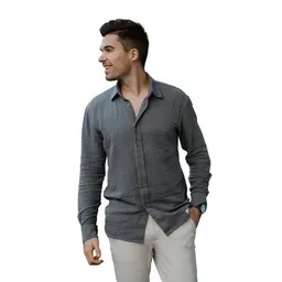 Hutch&Putch Hutch&Putch Langarm Musselin Herrenhemd - Business Casual Freizeit - aus 100% Bio-Baumwolle – Produktbild 1 von 1