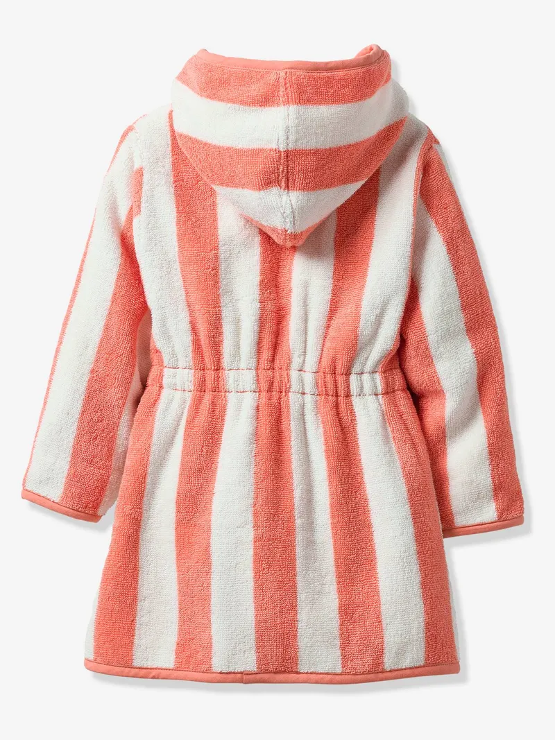 Vertbaudet Kinder Bademantel STRANDKORB Capsule FAMILY, Rosa gestreift, – Produktbild 4 von 4