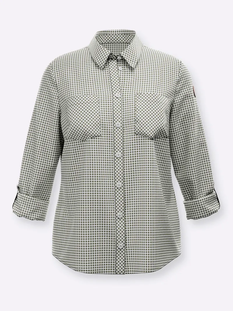Witt Karobluse khaki-weiß-kariert, Khaki-weiß-kariert, – Produktbild 1 von 2