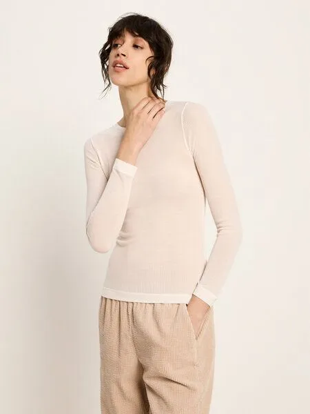 LANIUS LANIUS Langarmshirt aus TENCEL Lyocell, Creme, – Produktbild 1 von 4