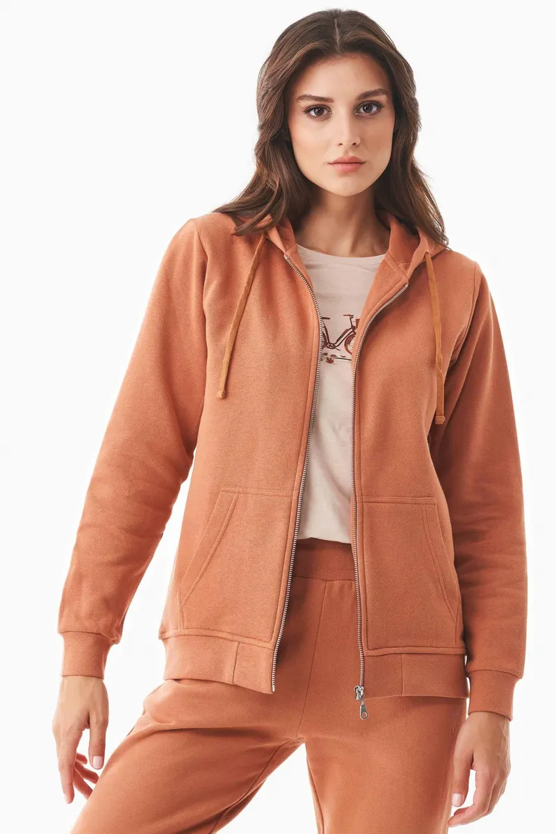 ORGANICATION ORGANICATION Damen vegan Sweatjacke Soft Touch Kupfer, Orange, – Produktbild 2 von 2