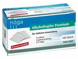 Höga-Pharm ALKOHOLTUPFER Premium 3x3 cm 100 St – Produktbild 1 von 1