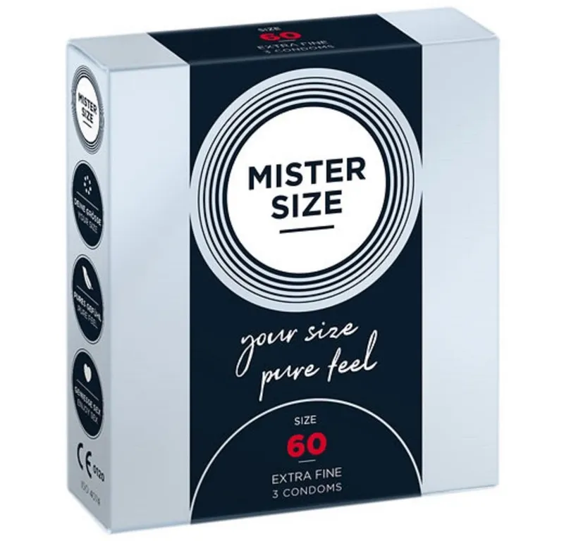 MISTER SIZE XXL-Kondome Mister Size «60» Maßkondome - kraftvoll & sicher Packung mit, 3 St., Kondome in, vegan, extra dünn & extra fein, das passende Kondom in Ihrer Größe, Weiß, – Produktbild 1 von 4