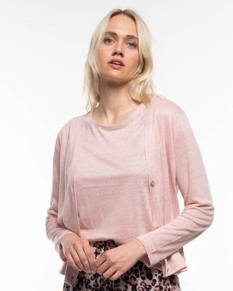 Alma & Lovis Alma & Lovis Eleganter Cardigan aus 100% Leinen-Jersey | Leinen Jersey Jacket, Rose quarz (rose-rosa), – Produktbild 1 von 4