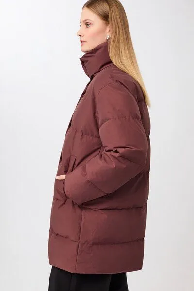 LangerChen LangerChen Jacke mit Stehkragen aus Eco Daune, Burgundy (rot), – Produktbild 3 von 4