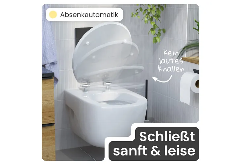 instmaier WC-Sitz Gaia Holz Toilettendeckel, weiß matt, mit doppelter Absenkautomatik, Weiß, – Produktbild 3 von 5
