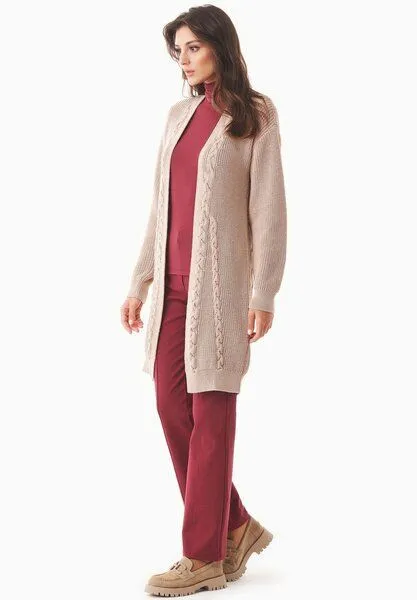 ORGANICATION ORGANICATION Langer Cardigan aus Bio-Baumwolle, Natur(beige), – Produktbild 3 von 4