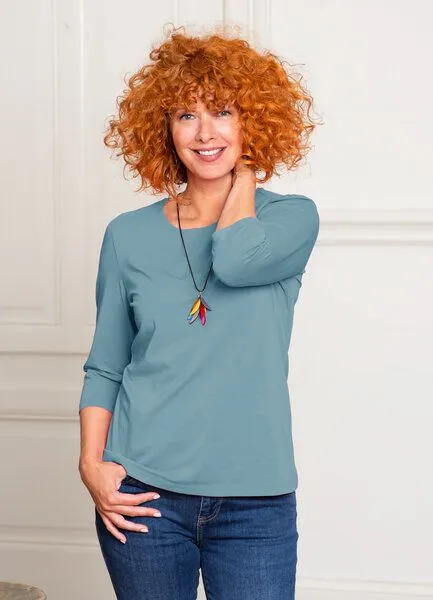 Heidekönigin Heidekönigin 3/4-Arm Shirt Basic, Steinblau, – Produktbild 2 von 4