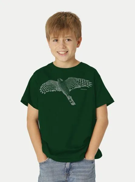 Peaces.bio - handbedruckte Biomode Peaces.bio - handbedruckte Biomode Bio-Kinder T-Shirt Sperber, Flaschengrün, – Produktbild 2 von 2