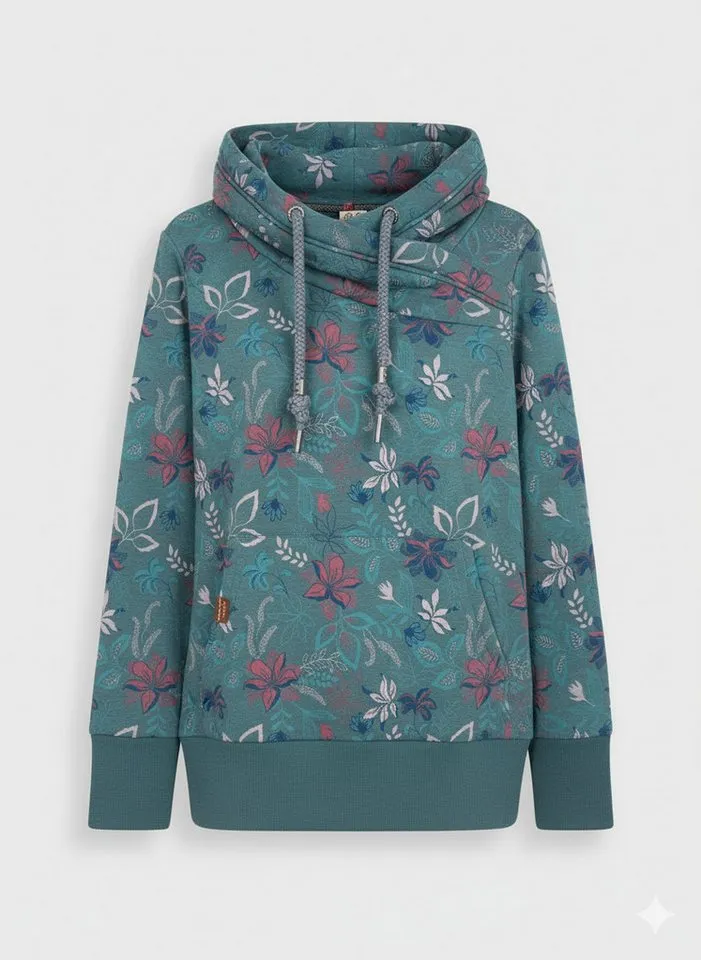 ragwear ragwear Sweatshirt NESKA FLOWERS O mit asymetrischem Schalkragen, Grün, – Produktbild 5 von 5