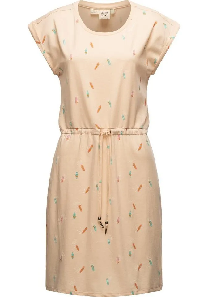 ragwear ragwear Druckkleid Mallory Print Dress Organic Kurzes Baumwoll Kleid, Beige|braun, – Produktbild 1 von 3