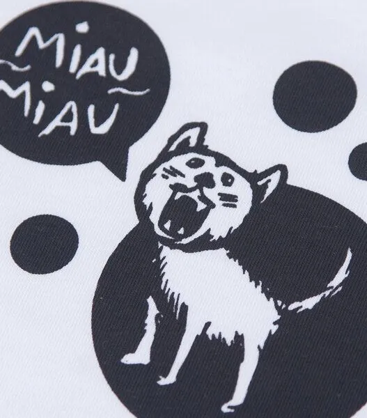päfjes päfjes Miau Miau Katze - Herren Shirt - fair gehandelt - Bio - White – Produktbild 2 von 3