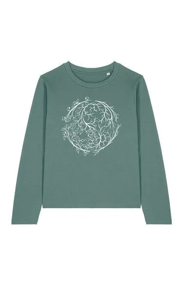 Life-Tree Life-Tree Longsleeve aus Biobaumwolle Fairwear für Damen YinYang, Grün, – Produktbild 4 von 5