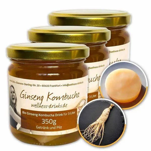 Wellness-Drinks Ginseng Kombucha Drink mit Teepilz (groß) – Produktbild 1 von 4