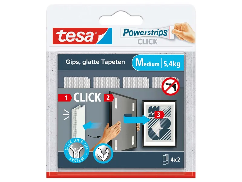 Tesa tesa Powerstrips "CLICK" 4 x 2 Slim M, bis 1,8 kg – Produktbild 1 von 1