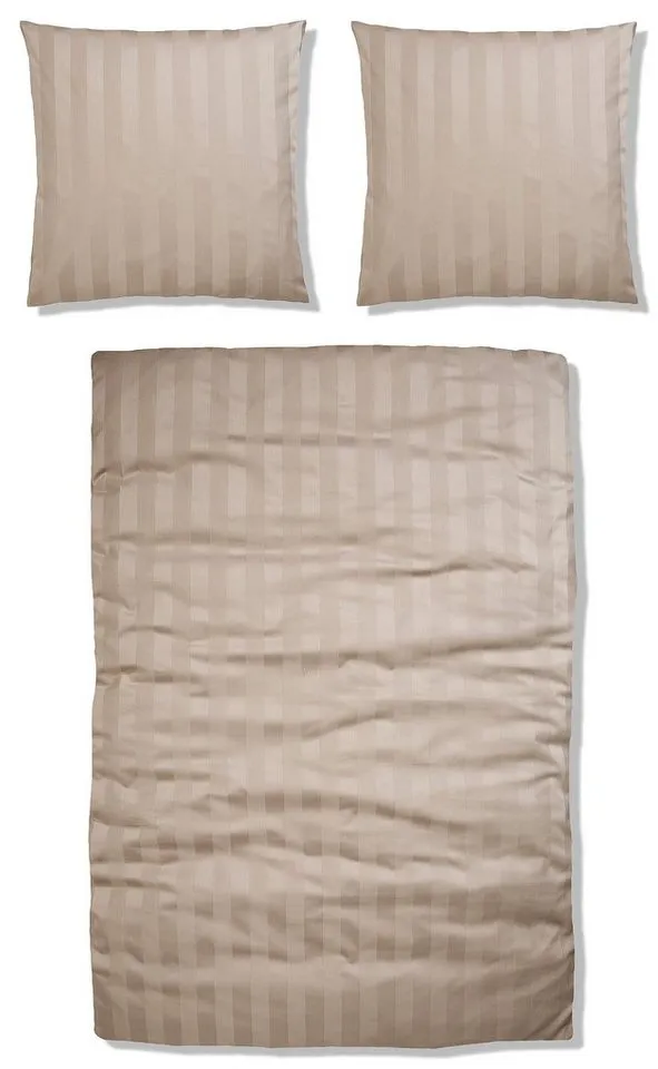 OTTO home Bettwäsche MALIA mit eingewebten Streifen, uni, Mako-Satin, 2 teilig, Bettwäsche aus 100% Baumwolle, Bettwäsche in Mako-Satin-Qualität, Braun, – Produktbild 2 von 6