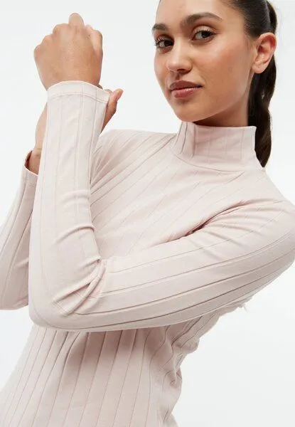 Givn Berlin Givn Berlin Geripptes Longsleeve GBVIDA aus Bio-Baumwolle mit Rollkragen, Powder pink, – Produktbild 4 von 5