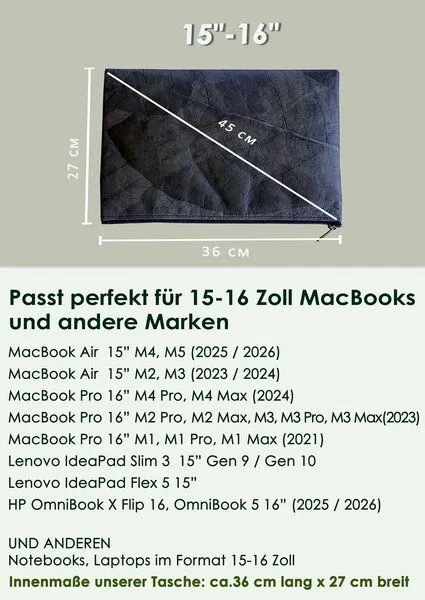BY COPALA BY COPALA 15–16 Zoll Laptoptasche aus Teak-Blattleder in grau – Produktbild 1 von 5