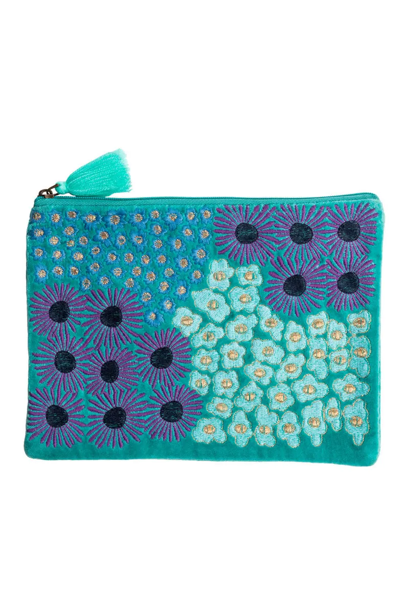 Tranquillo Samttäschchen BLOSSOM (Bio-Baumwolle) - blau – Produktbild 1 von 2