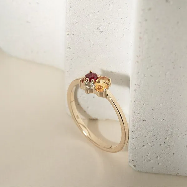 Eppi Eppi Cluster-Ring mit Citrin, Rubin und Aquamarin Bluma, Gelb, – Produktbild 2 von 2