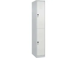 C+P C+P Doppelstock-Spind Classic PLUS, 2 Fächer, 1850x300x500mm, Lichtgrau/Verkehrsweiß – Produktbild 1 von 1