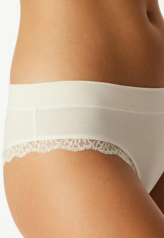 Schiesser Schiesser Brasilslip Unique Cotton feine Spitze an den Beinausschnittten, Weiß, – Produktbild 4 von 5