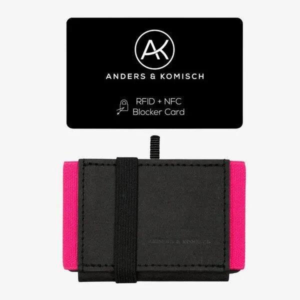 ANDERS & KOMISCH ANDERS & KOMISCH MINI DELUXE Slim Wallet mit RFID Schutz und Münzfach, Schwarz/pink, – Produktbild 1 von 4