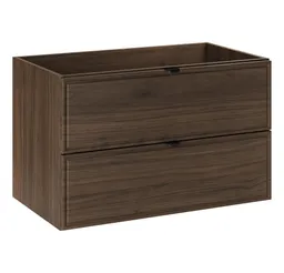Lomadox Waschbeckenschrank TEMUCO-56-WALNUT 80 cm breit, Walnuss mit Rahmenfräsung, 2 Schubladen – Produktbild 1 von 1