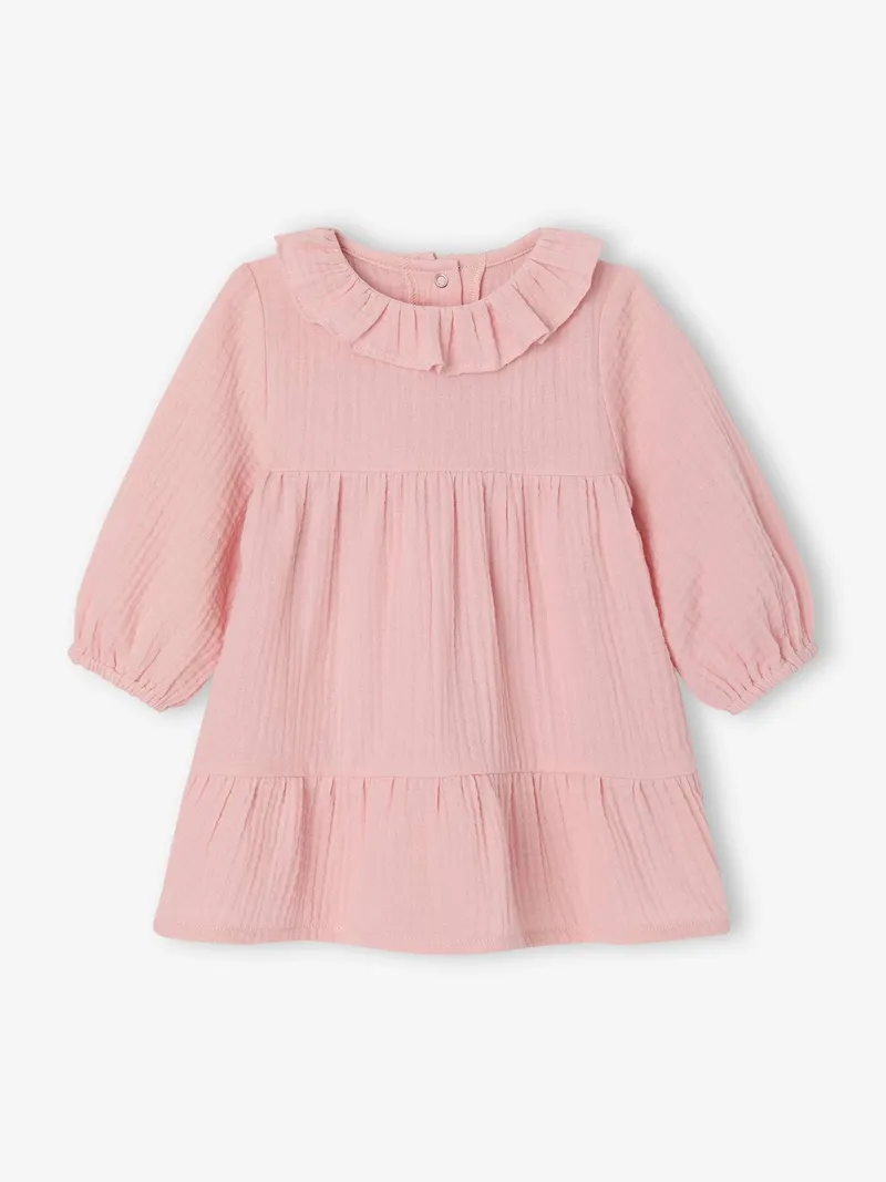 Vertbaudet Musselinkleid Mädchen Baby, Rosa, – Produktbild 1 von 4