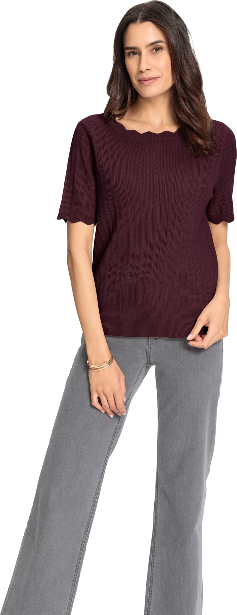 Witt Kurzarmpullover, Burgund, – Produktbild 2 von 2