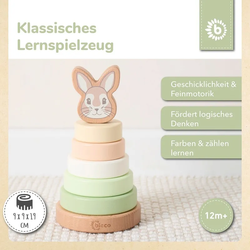 Bieco Bieco Stapelturm Holz - ab 12 Monate, Mehrfarbig, – Produktbild 2 von 3