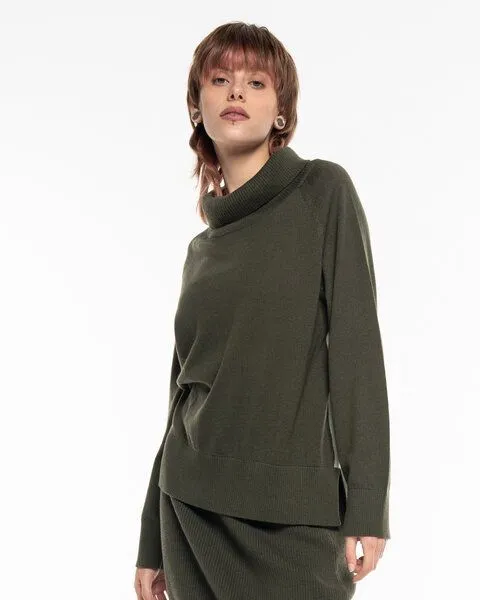 Alma & Lovis Alma & Lovis Rollkragenpullover aus Organic Cotton-Wool-Mix | Cot-Wool Tube, Salbei (dunkelgrün), – Produktbild 1 von 4