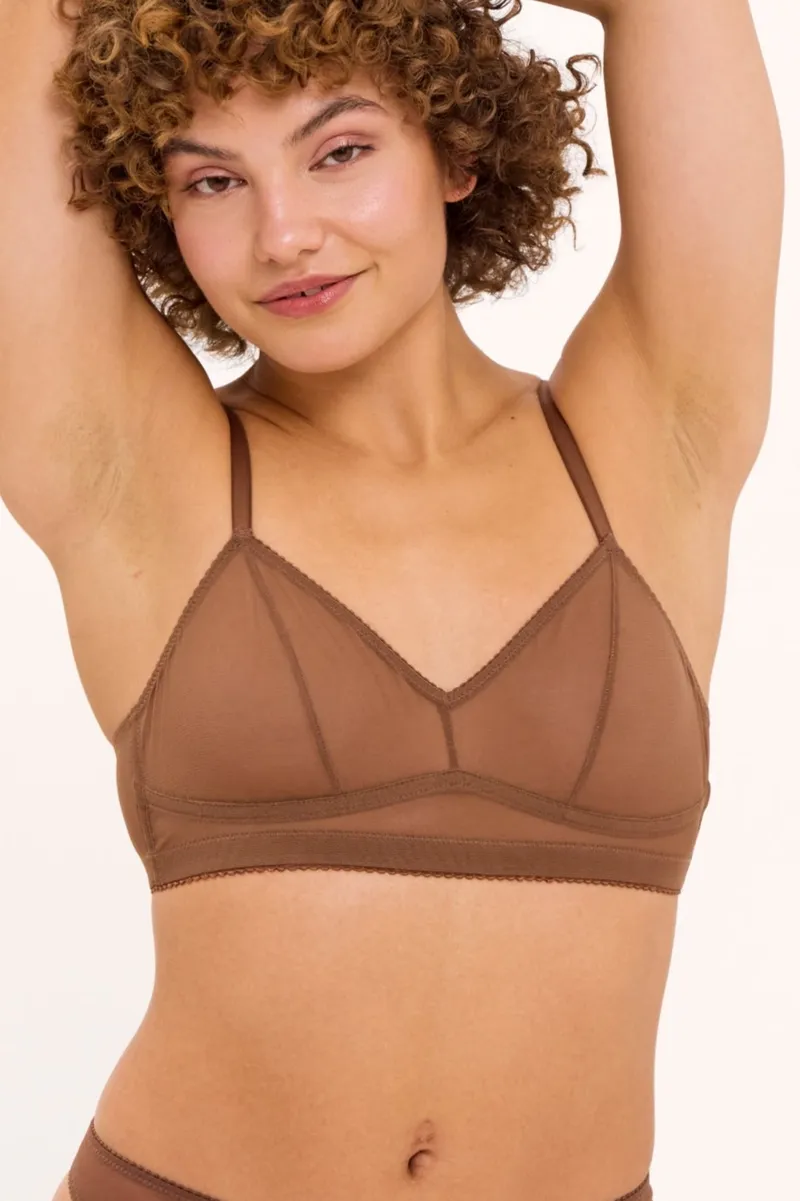 Understatement Understatement Damen vegan Bralette Mesh Balconette Mocha, Braun, – Produktbild 2 von 2