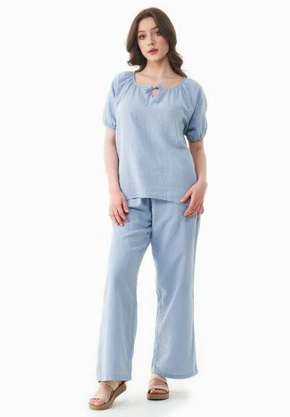 ORGANICATION ORGANICATION Musselin Bluse aus Bio-Baumwolle, Blau(ice blue), – Produktbild 2 von 4
