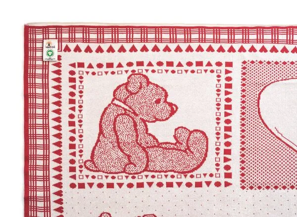 Sonnenstrick Sonnenstrick Baby-Baumwolldecke mit Kindermotiv, Rot-natur, – Produktbild 5 von 5