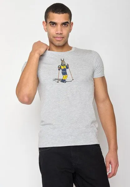 GreenBomb GREENBOMB Animal Donkey Ski Guide - Sportliches T-Shirt aus Bio-Baumwolle / hochwertiger Print / GOTS / Fair & Vegan, Grau (heather grey), – Produktbild 1 von 2