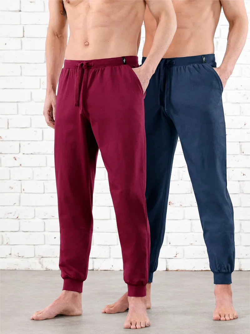 wäschepur men Hosen lang, Marine + dunkelrot, – Produktbild 1 von 3