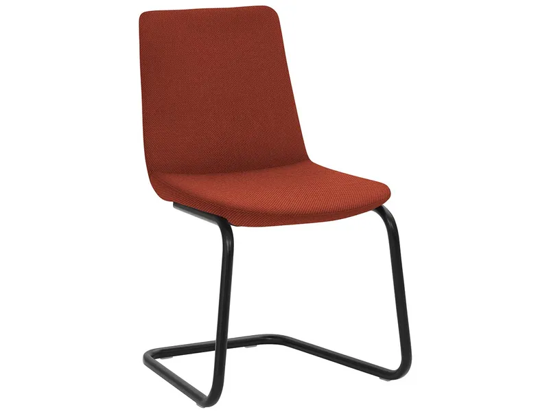 Freischwinger-Besucherstuhl "2008", Polster orangerot, Gestell schwarz pulverbeschichtet – Produktbild 1 von 1
