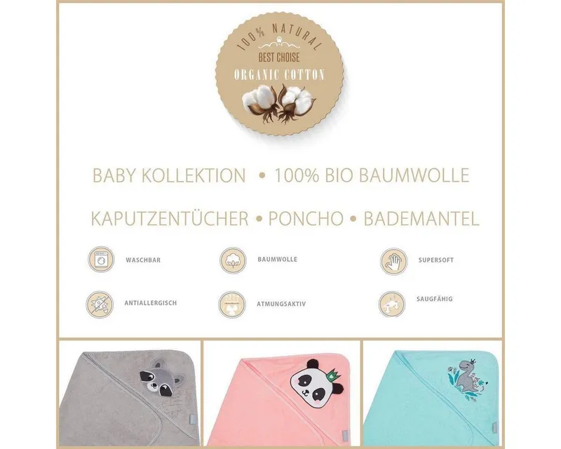 SEI Design Kapuzenhandtuch aus 100% BIO Baumwolle Frottee, Frottee (1-St), inkl. Geschenkverpackung, Grün, – Produktbild 5 von 5