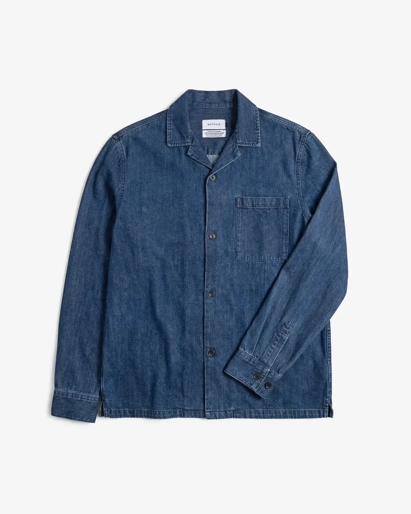 Rotholz Rotholz Herren vegan Hemd Leisure Washed Denim Blau, Dunkelblau, – Produktbild 1 von 2