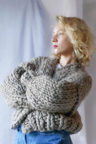 PANAPUFA PANAPUFA 100% Merino Chunky wolle Strickjacke, Bronze camel, – Produktbild 2 von 2