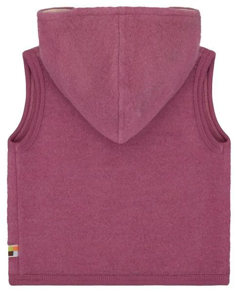 loud + proud loud + proud Babys & Kinder Wollfleece-Weste mit Kapuze, GOTS-zertifiziert, Grape(rosa), – Produktbild 1 von 3