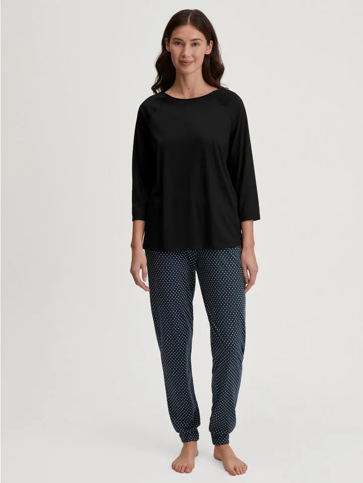 CALIDA CALIDA Pyjamahose Favourites Journey gepunktet, seitliche Taschen, Single Jersey Qualität, atmungsaktiv, Schwarz, – Produktbild 5 von 5
