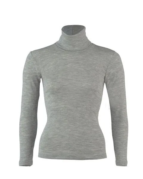 Engel Engel Natur Damen-Rolli Langarm Schurwolle Seide, Hellgrau-melange, – Produktbild 1 von 3