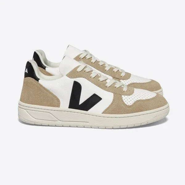 Veja Veja Sneaker Herren - V-10 Chromefree Leather, Natur (white black sahara), – Produktbild 1 von 3