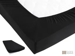 Carpe Sonno Spannbettlaken Jersey 90x200 100x200 120x200 140x200 160x200 180x200 200x200 70x140, Jersey, Gummizug: rundum, (1 Stück), 100% Baumwolle Spannbettlaken 140x200 Spannbetttuch Schwarz – Produktbild 1 von 1